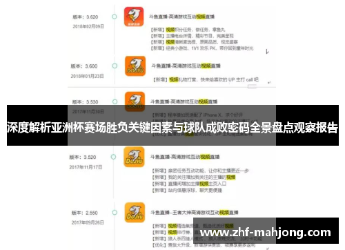 深度解析亚洲杯赛场胜负关键因素与球队成败密码全景盘点观察报告 深度解析亚洲杯赛场胜负关键因素与球队成败密码全景盘点观察报告